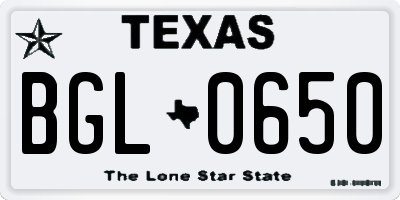 TX license plate BGL0650