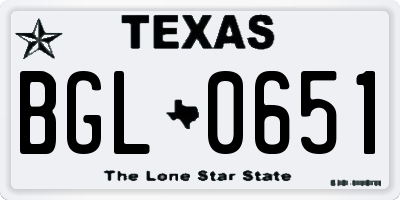 TX license plate BGL0651