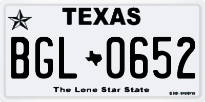 TX license plate BGL0652