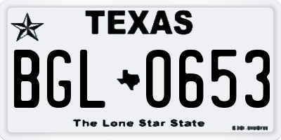 TX license plate BGL0653