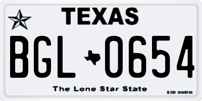TX license plate BGL0654