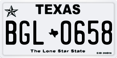 TX license plate BGL0658