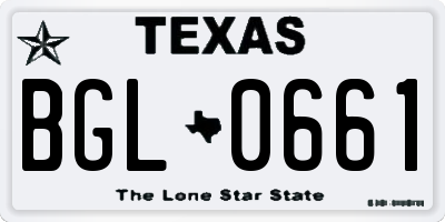 TX license plate BGL0661