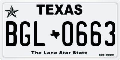 TX license plate BGL0663