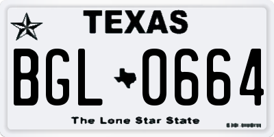TX license plate BGL0664