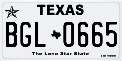 TX license plate BGL0665