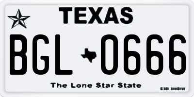 TX license plate BGL0666