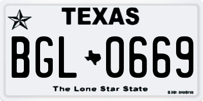 TX license plate BGL0669