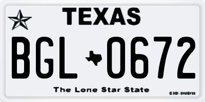 TX license plate BGL0672