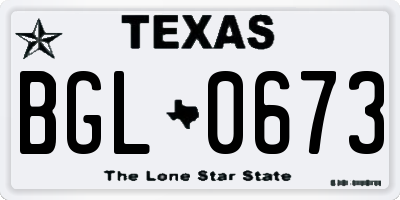 TX license plate BGL0673