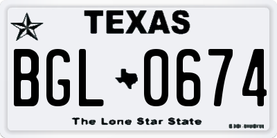 TX license plate BGL0674