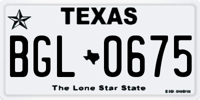 TX license plate BGL0675