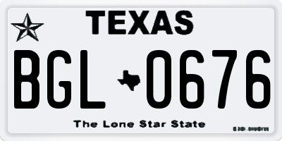 TX license plate BGL0676