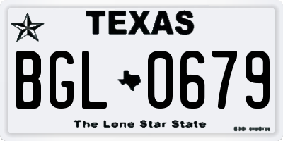 TX license plate BGL0679