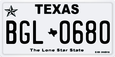 TX license plate BGL0680