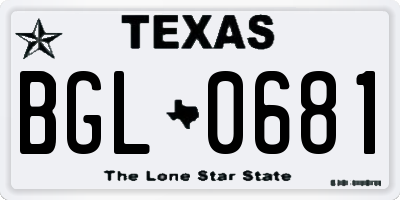 TX license plate BGL0681
