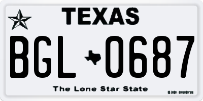 TX license plate BGL0687