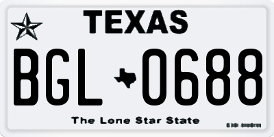 TX license plate BGL0688