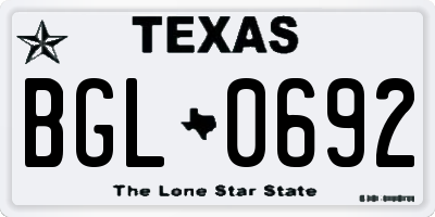 TX license plate BGL0692