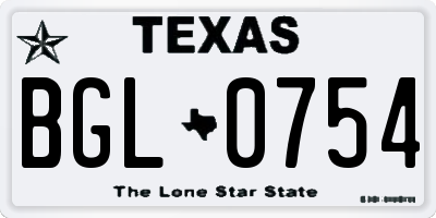 TX license plate BGL0754