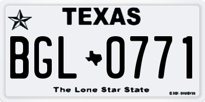 TX license plate BGL0771