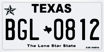 TX license plate BGL0812