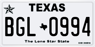 TX license plate BGL0994