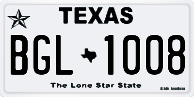 TX license plate BGL1008