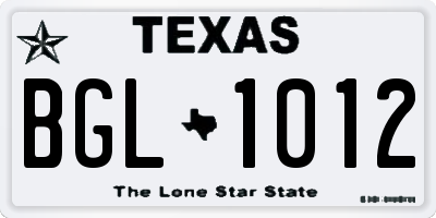 TX license plate BGL1012
