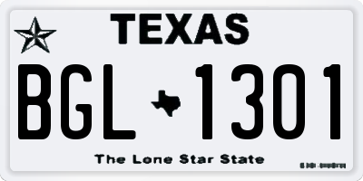 TX license plate BGL1301