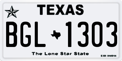 TX license plate BGL1303