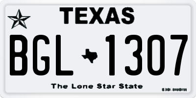 TX license plate BGL1307