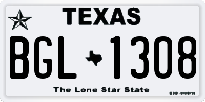 TX license plate BGL1308
