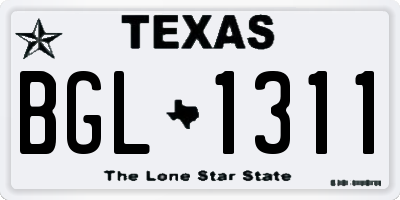 TX license plate BGL1311
