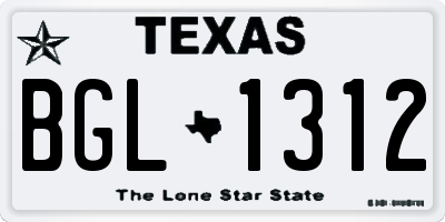 TX license plate BGL1312