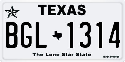 TX license plate BGL1314