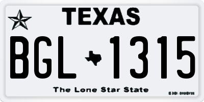TX license plate BGL1315