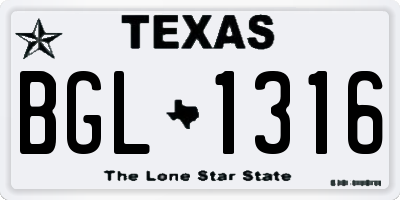 TX license plate BGL1316
