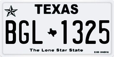 TX license plate BGL1325