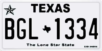 TX license plate BGL1334