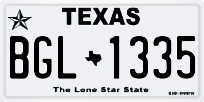 TX license plate BGL1335