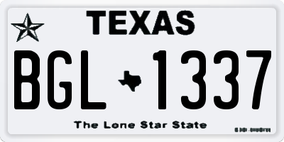 TX license plate BGL1337