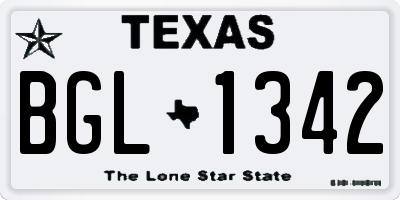 TX license plate BGL1342