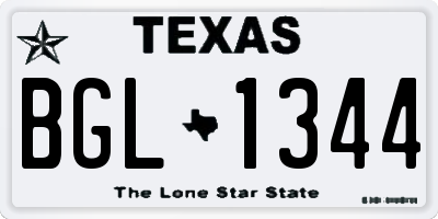 TX license plate BGL1344