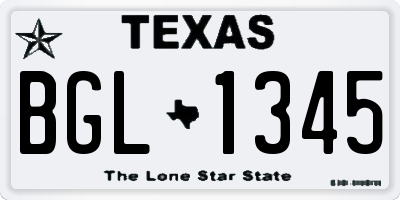TX license plate BGL1345