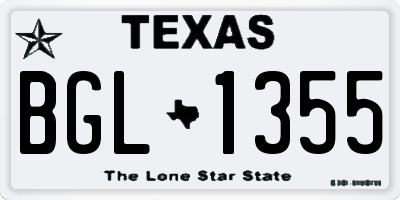 TX license plate BGL1355