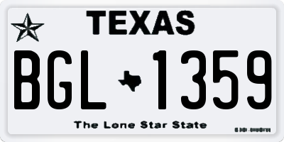 TX license plate BGL1359