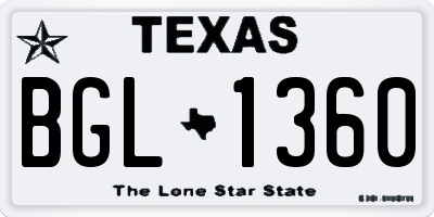 TX license plate BGL1360