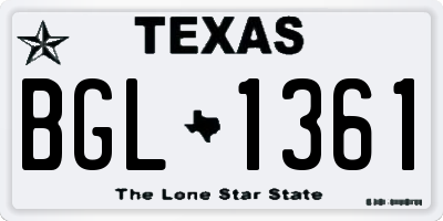 TX license plate BGL1361