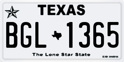 TX license plate BGL1365
